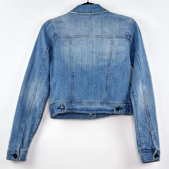 Celebrity Pink Jeans Cropped Denim Jacket Light Wash Distressed Jacket Size S - Picture 13 of 15